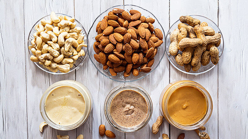 Nuts and Butters in Bowls