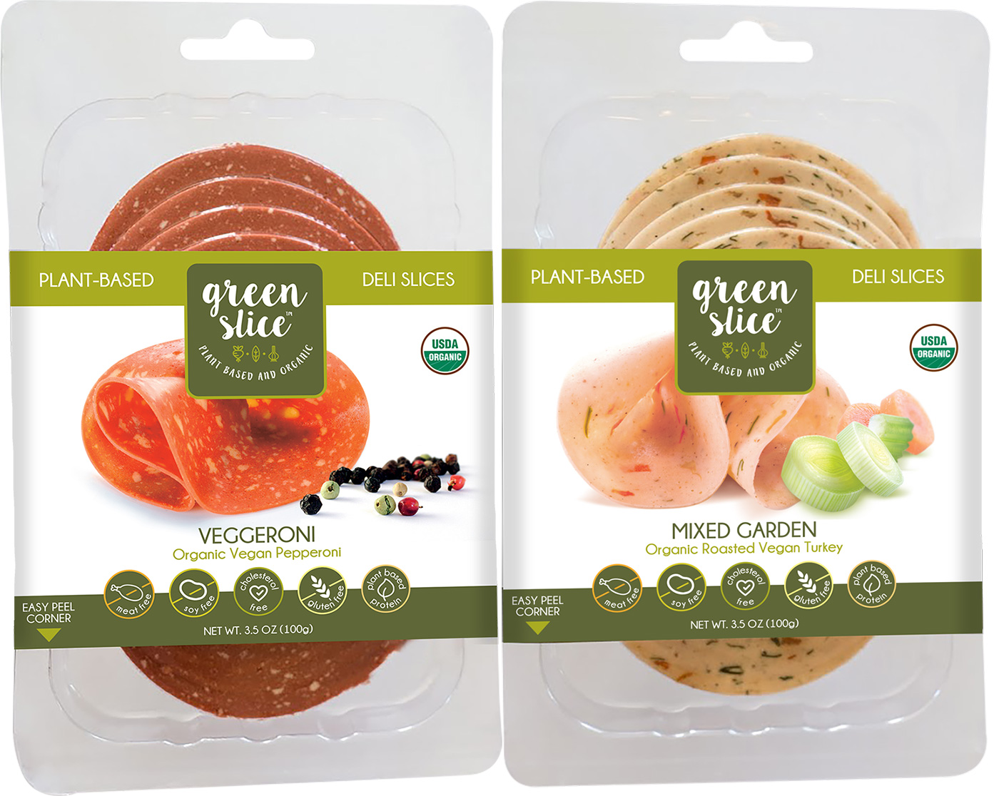 Packs of Green Slice deli meat 