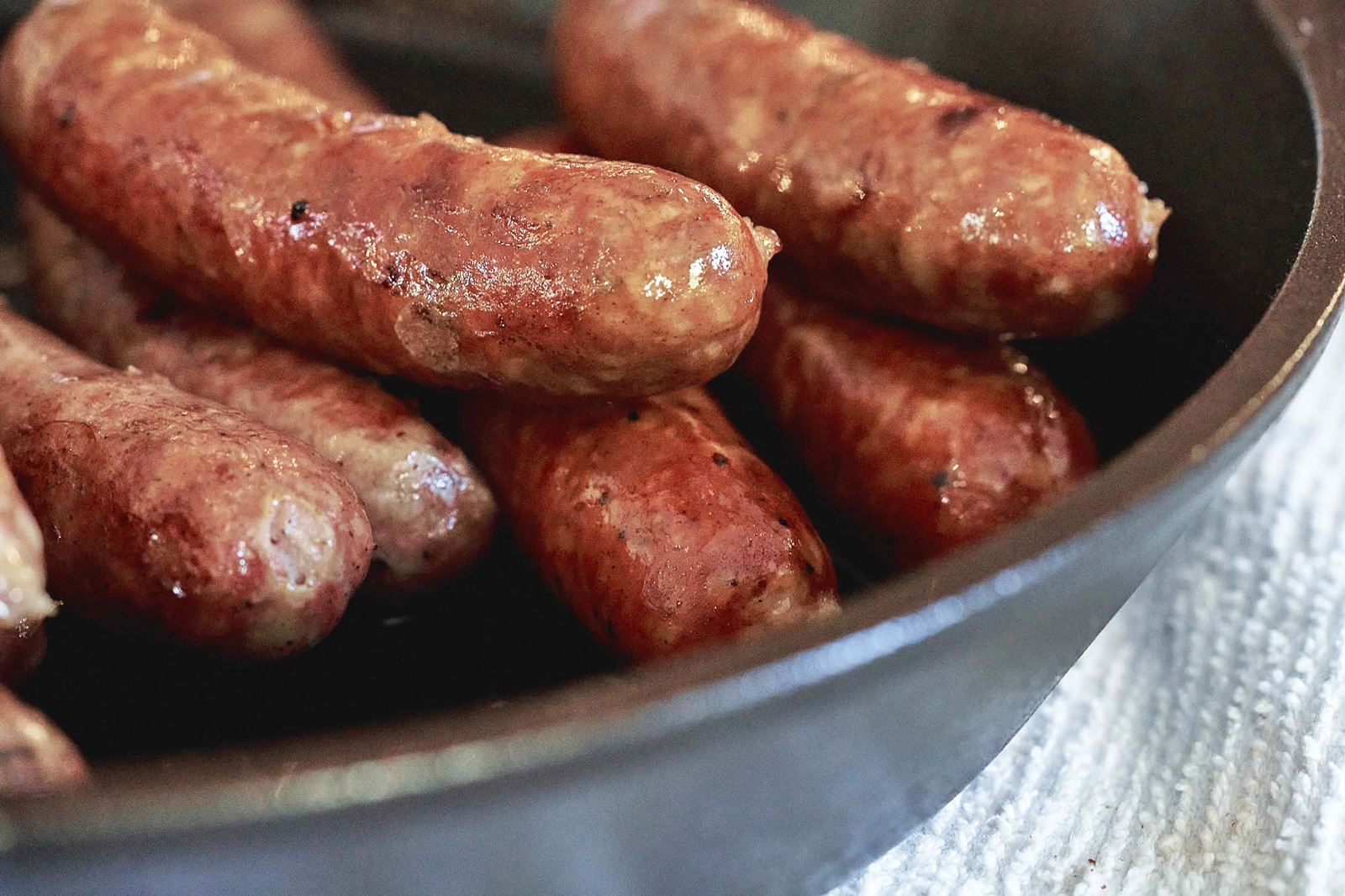 pork sausage in griddle