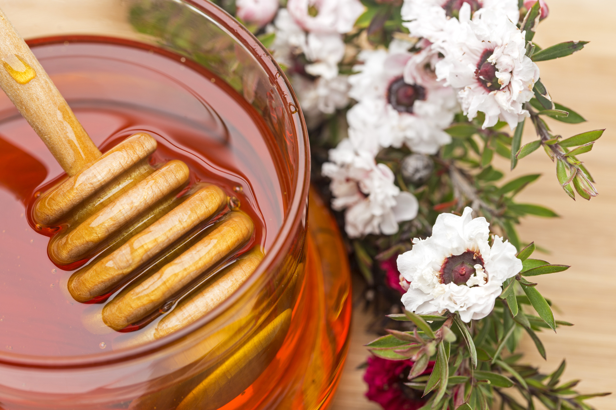 jar of Manuka honey with honey dipper 