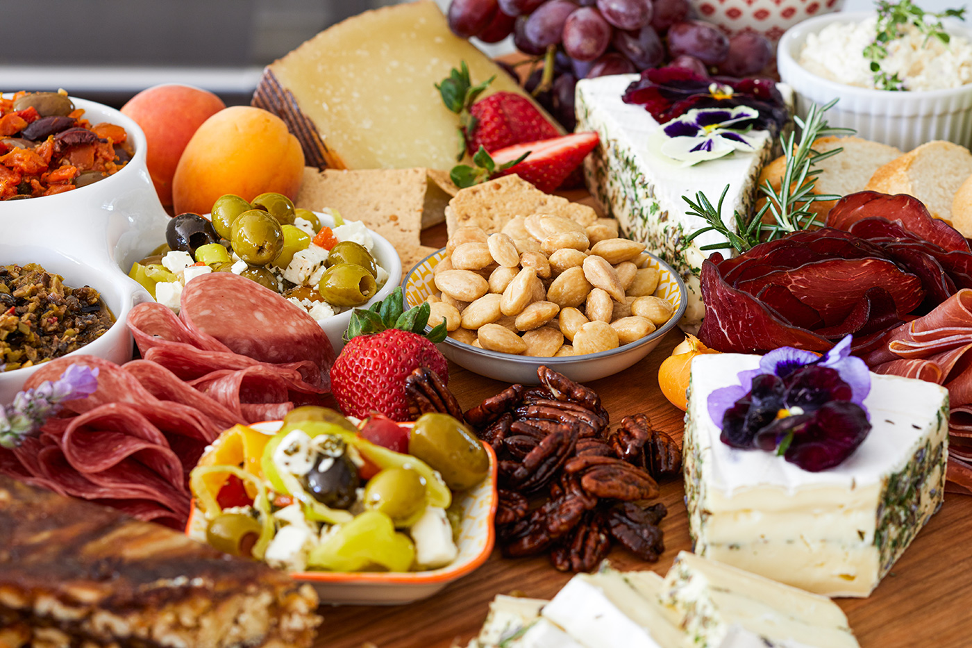 Charcuterie Spread with Various Meats & Cheese